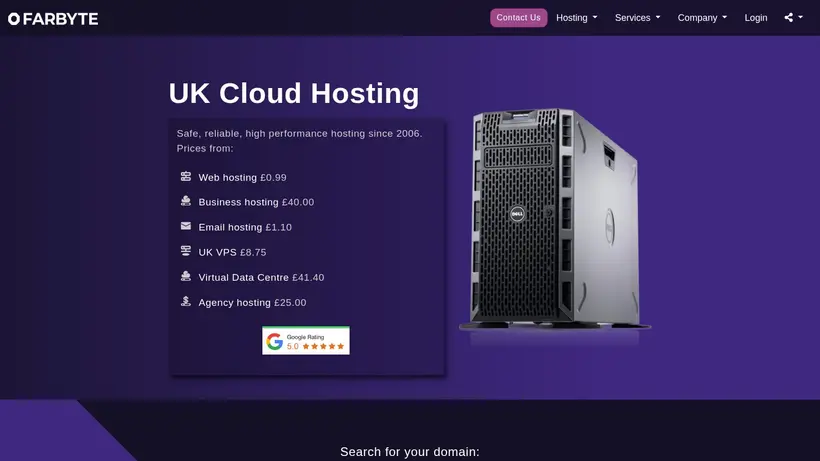 Far Byte UK homepage screenshot