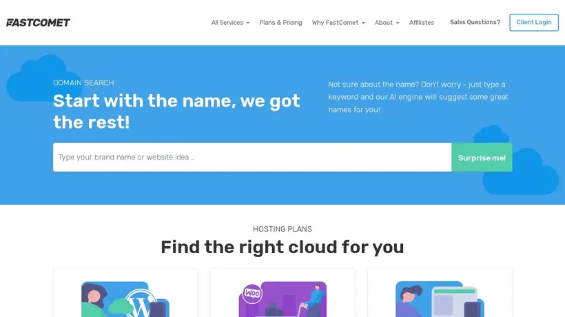 FastComet homepage screenshot