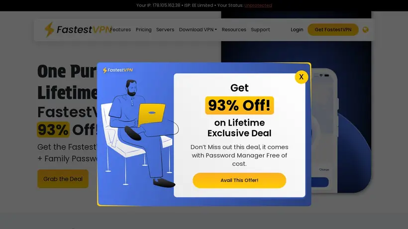 FastestVPN homepage screenshot