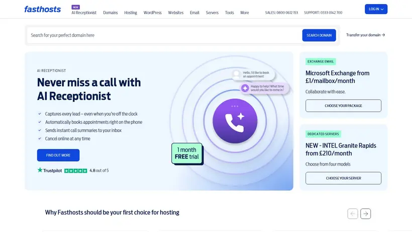 Fast Hosts UK homepage screenshot