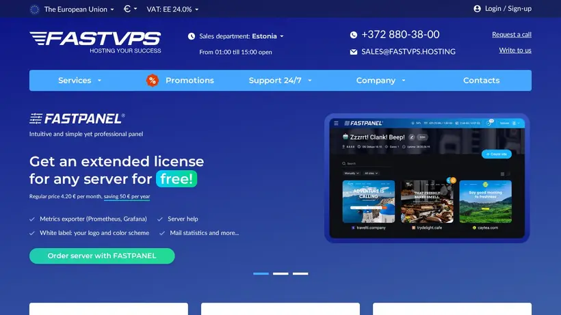 FastVPS.Hosting homepage screenshot