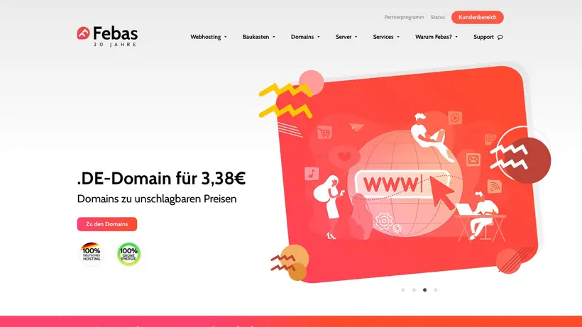 Febas homepage screenshot