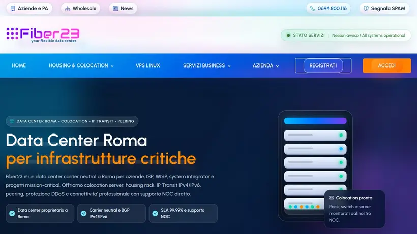 Fiber23 homepage screenshot