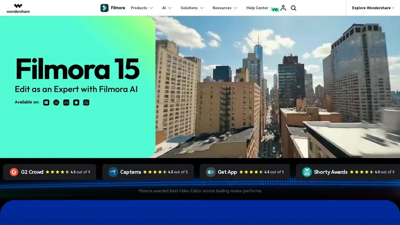 Filmora homepage screenshot