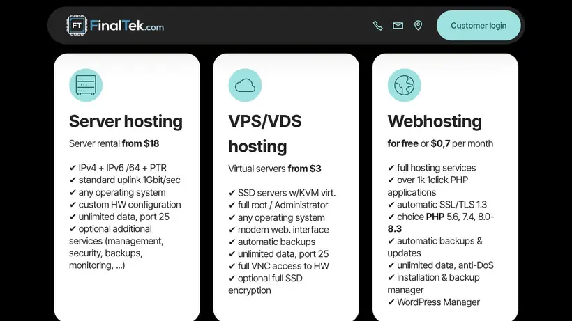 FinalTek homepage screenshot
