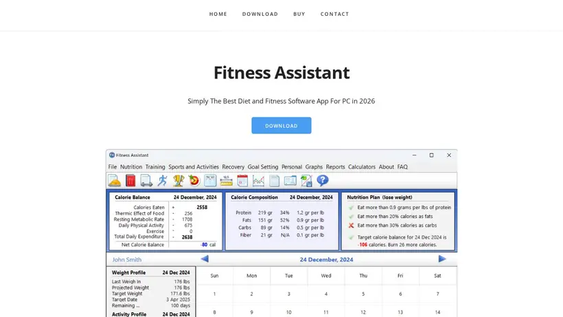 FitnessAssistant homepage screenshot