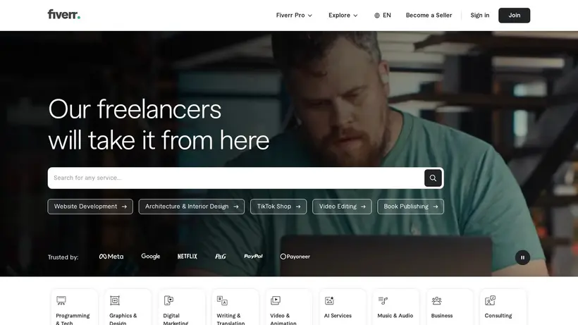 Fiverr homepage screenshot