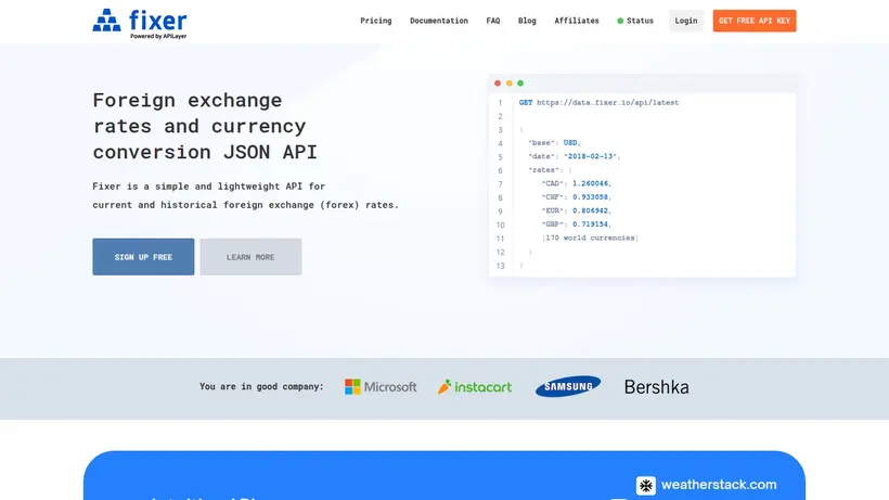 Fixer homepage screenshot