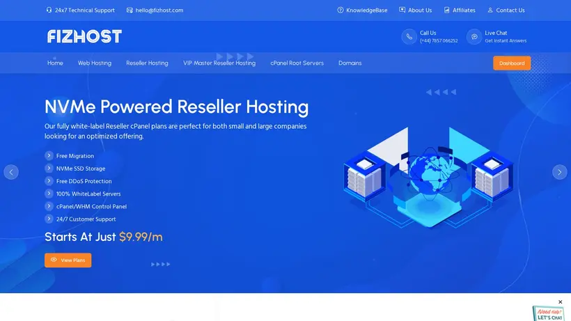 FizHost homepage screenshot