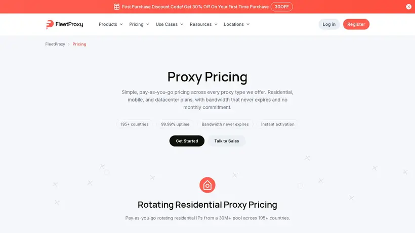 FleetProxy homepage screenshot