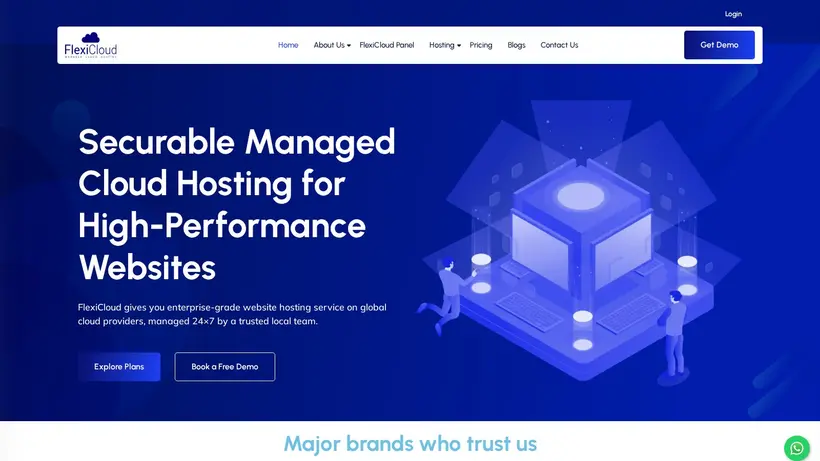 FlexiCloud homepage screenshot