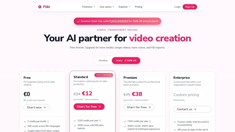 Fliki homepage screenshot