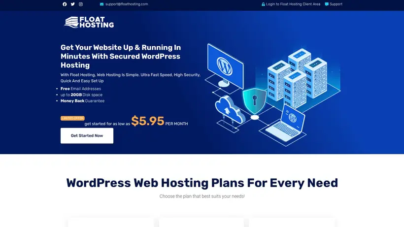 FloatHosting homepage screenshot