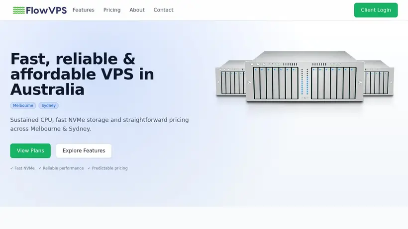 FlowVPS homepage screenshot