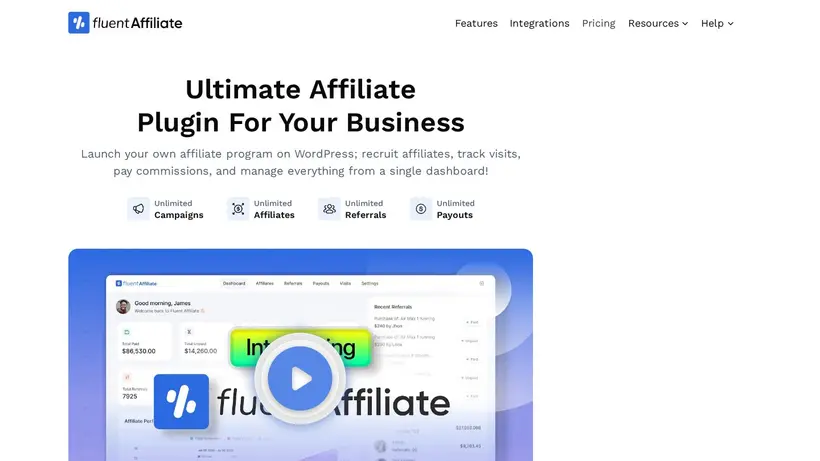 FluentAffiliate homepage screenshot
