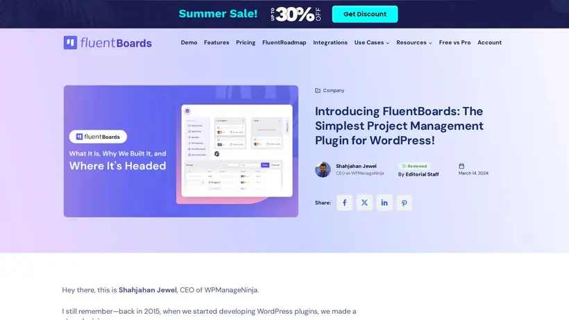 FluentBoards homepage screenshot