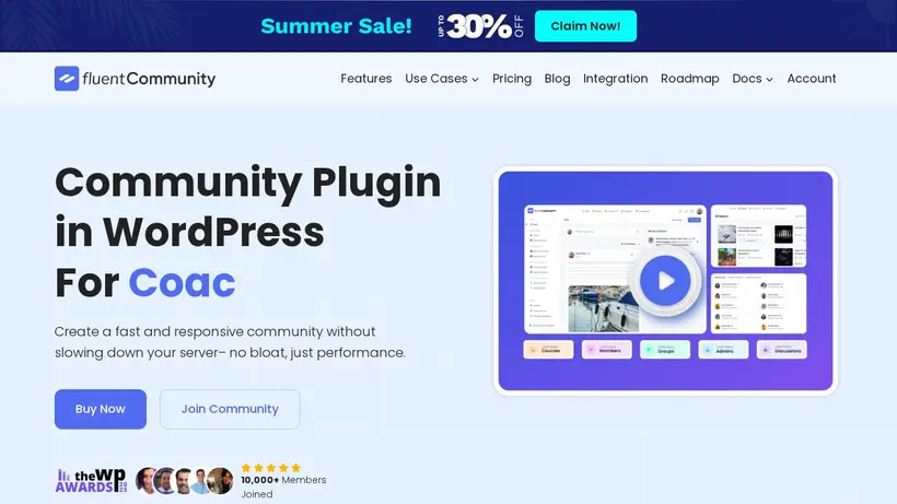 FluentCommunity homepage screenshot