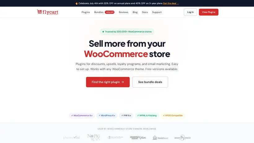 FlyCart homepage screenshot