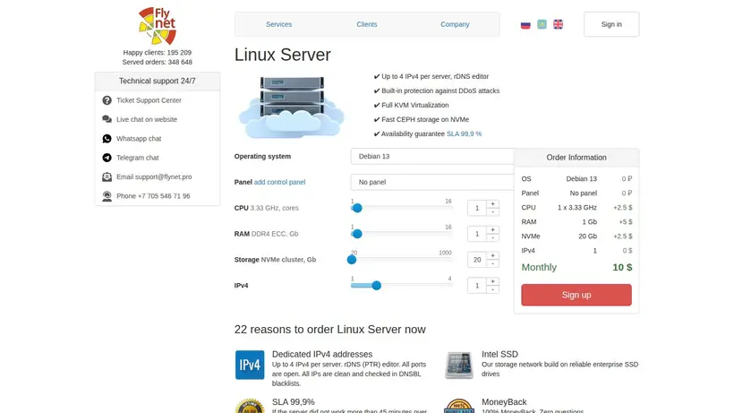 Flynet homepage screenshot