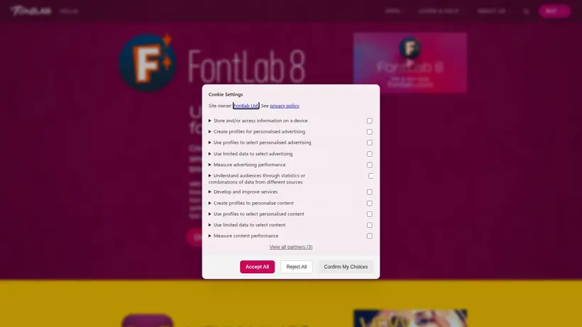 FontLab homepage screenshot
