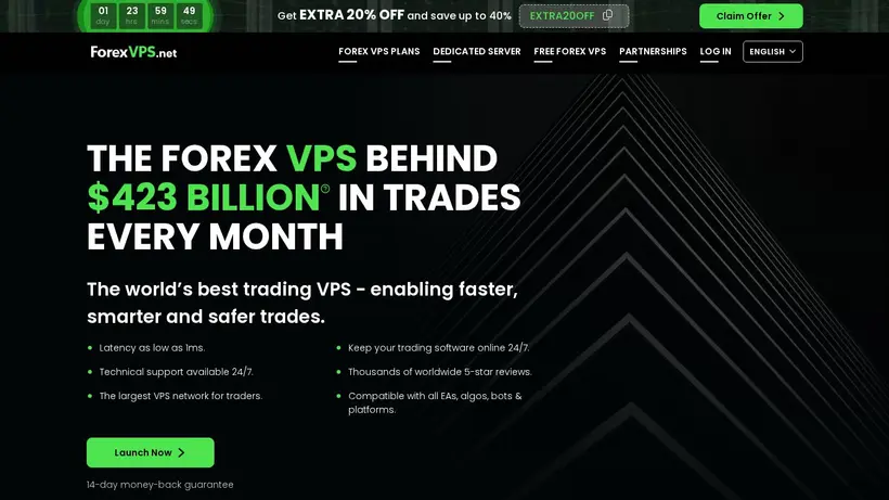 ForexVPS.net homepage screenshot