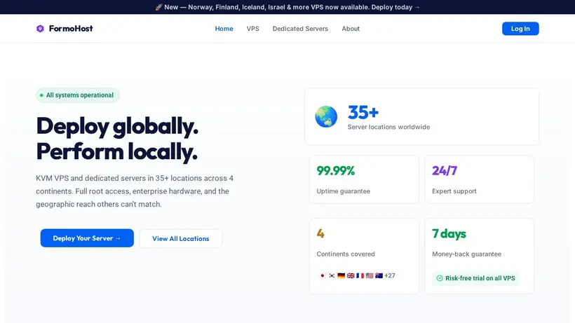 FormoHost homepage screenshot