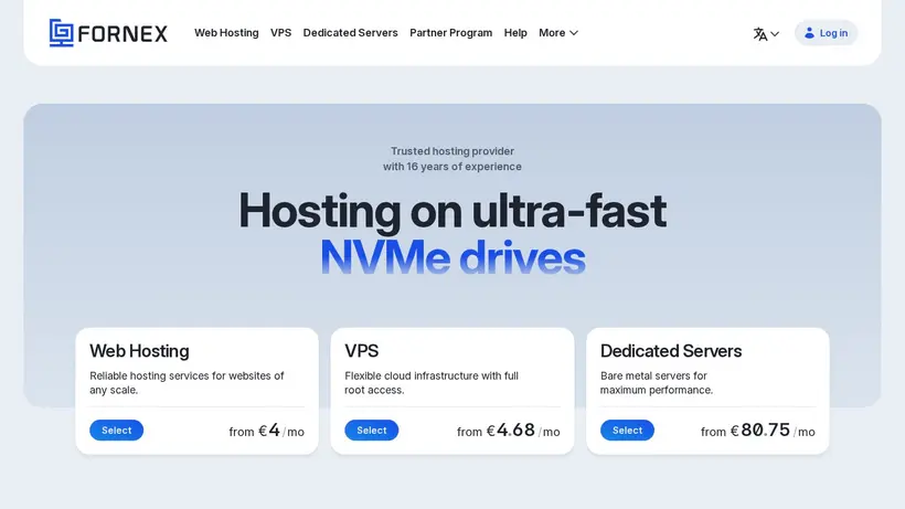 Fornex homepage screenshot