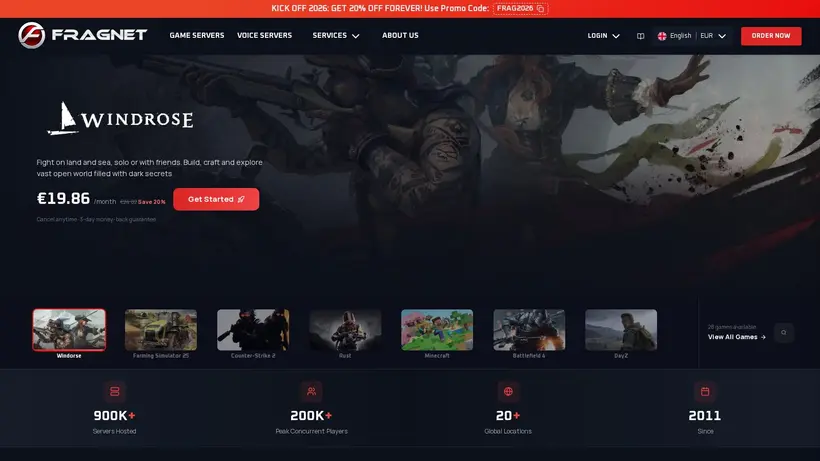 Fragnet homepage screenshot