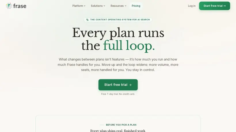 Frase homepage screenshot