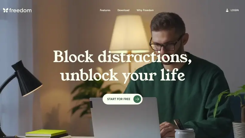 Freedom homepage screenshot