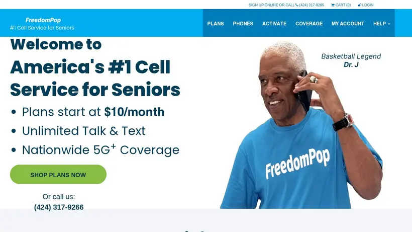 FreedomPop homepage screenshot