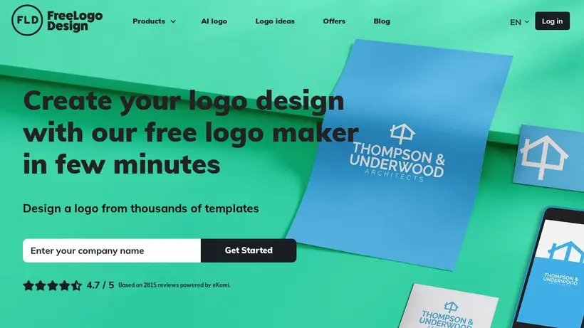 FreeLogoDesign homepage screenshot