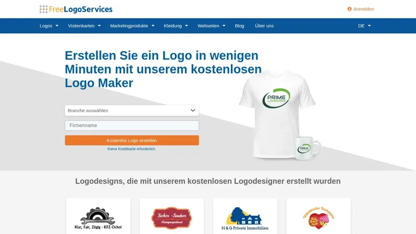FreeLogoServices homepage screenshot