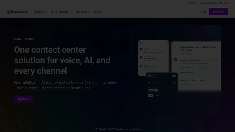 Freshcaller homepage screenshot