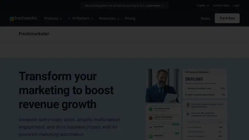 Freshmarketer homepage screenshot