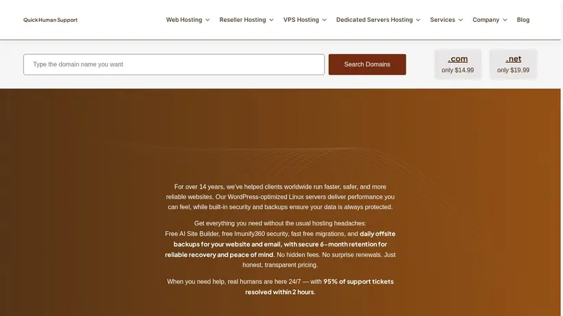 Fresh Roasted Hosting homepage screenshot