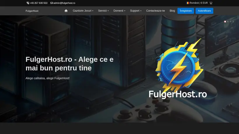FulgerHost homepage screenshot