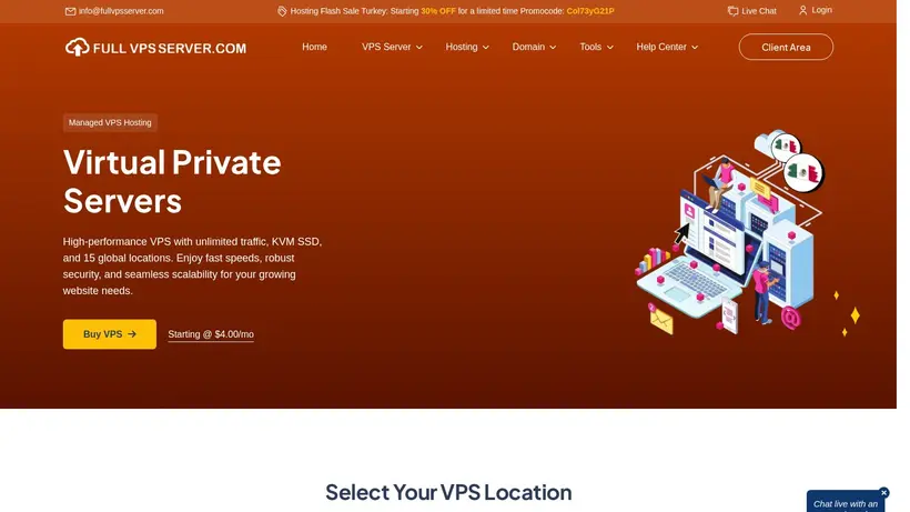 FullVPSServer homepage screenshot