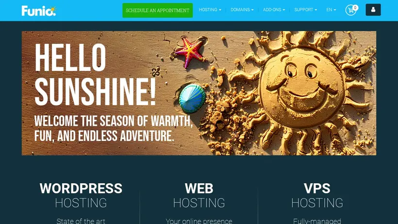 Funio homepage screenshot