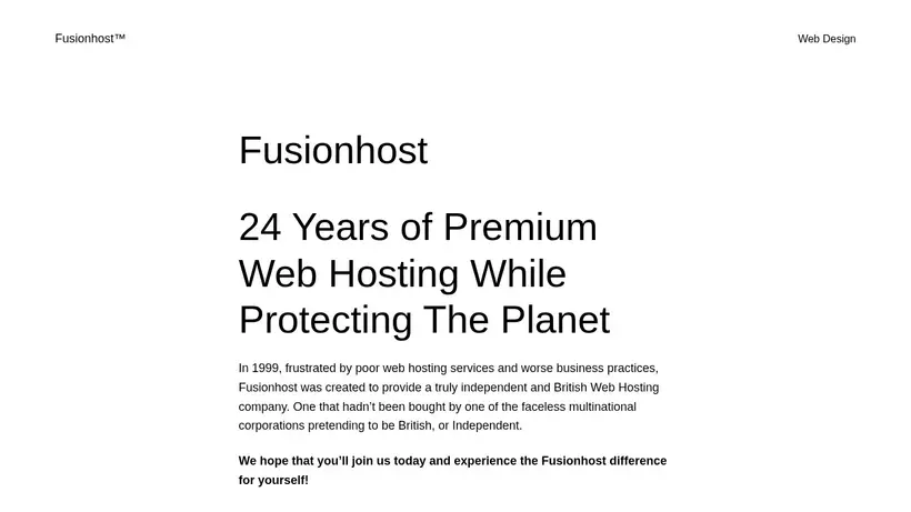 FusionHost homepage screenshot