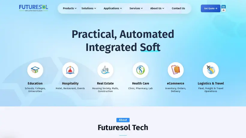 FutureSol homepage screenshot