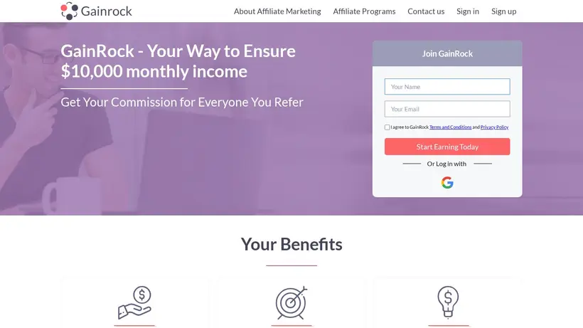 Gainrock homepage screenshot