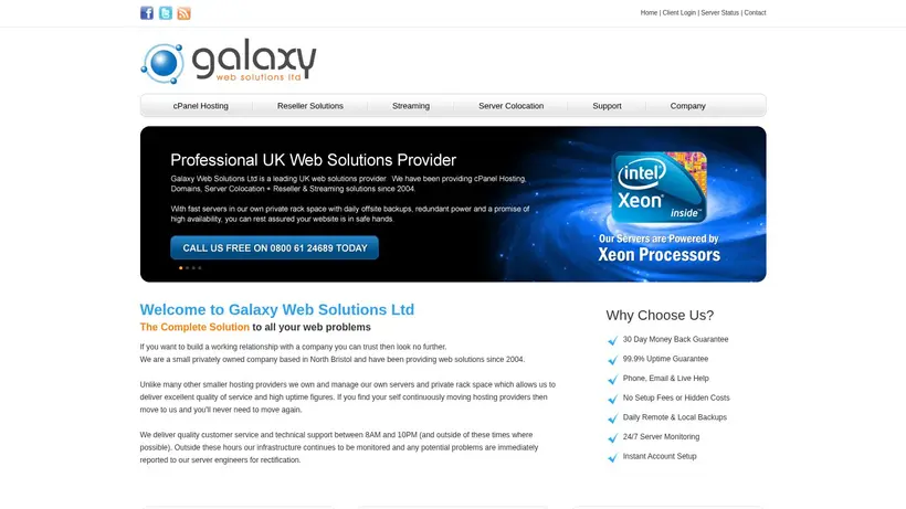 GalaxyWebSolutions homepage screenshot