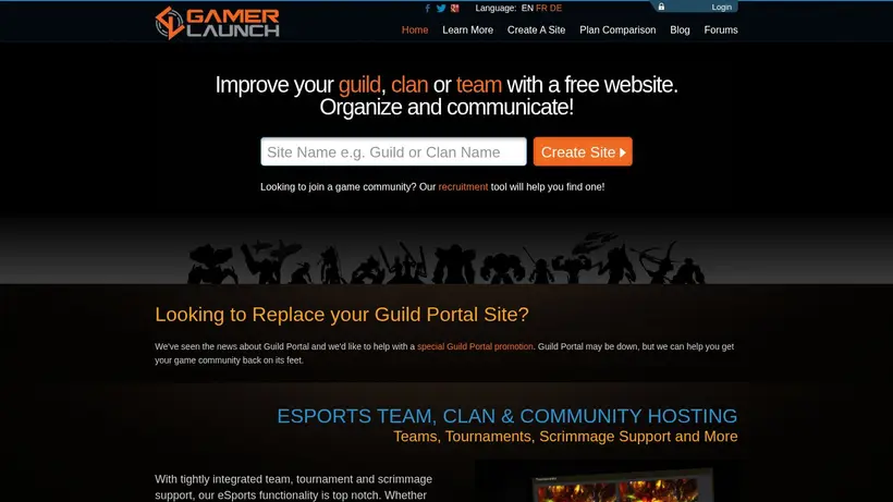 GamerLaunch homepage screenshot
