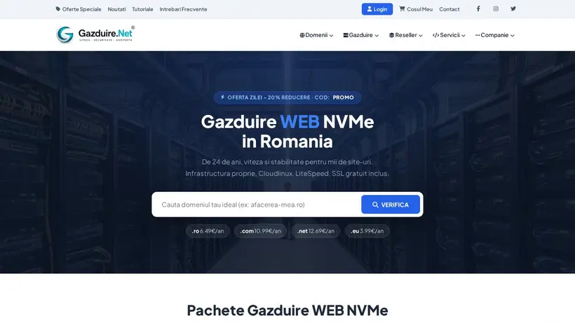 Gazduire homepage screenshot