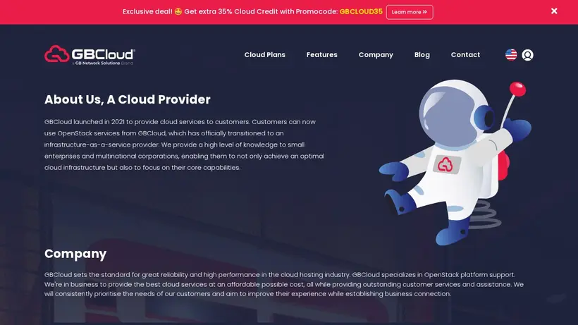 GbCloud homepage screenshot