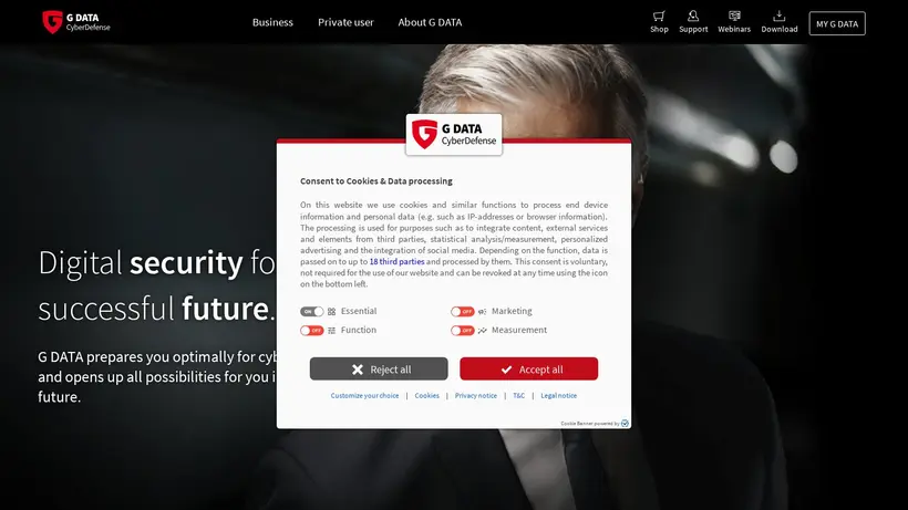 Gdata-software homepage screenshot