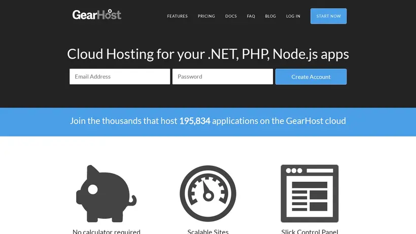 GearHost homepage screenshot