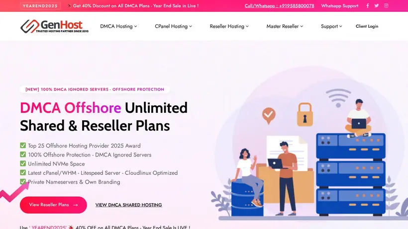 Genhost.in homepage screenshot