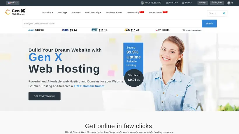 GenxwHosting homepage screenshot